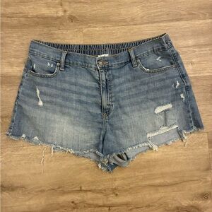 Aerie Blue Distressed Jean Shorts